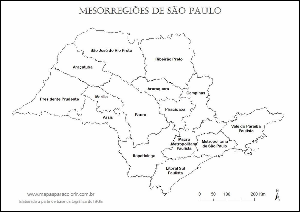 Zemljevid São Paulo, devica - regije imena