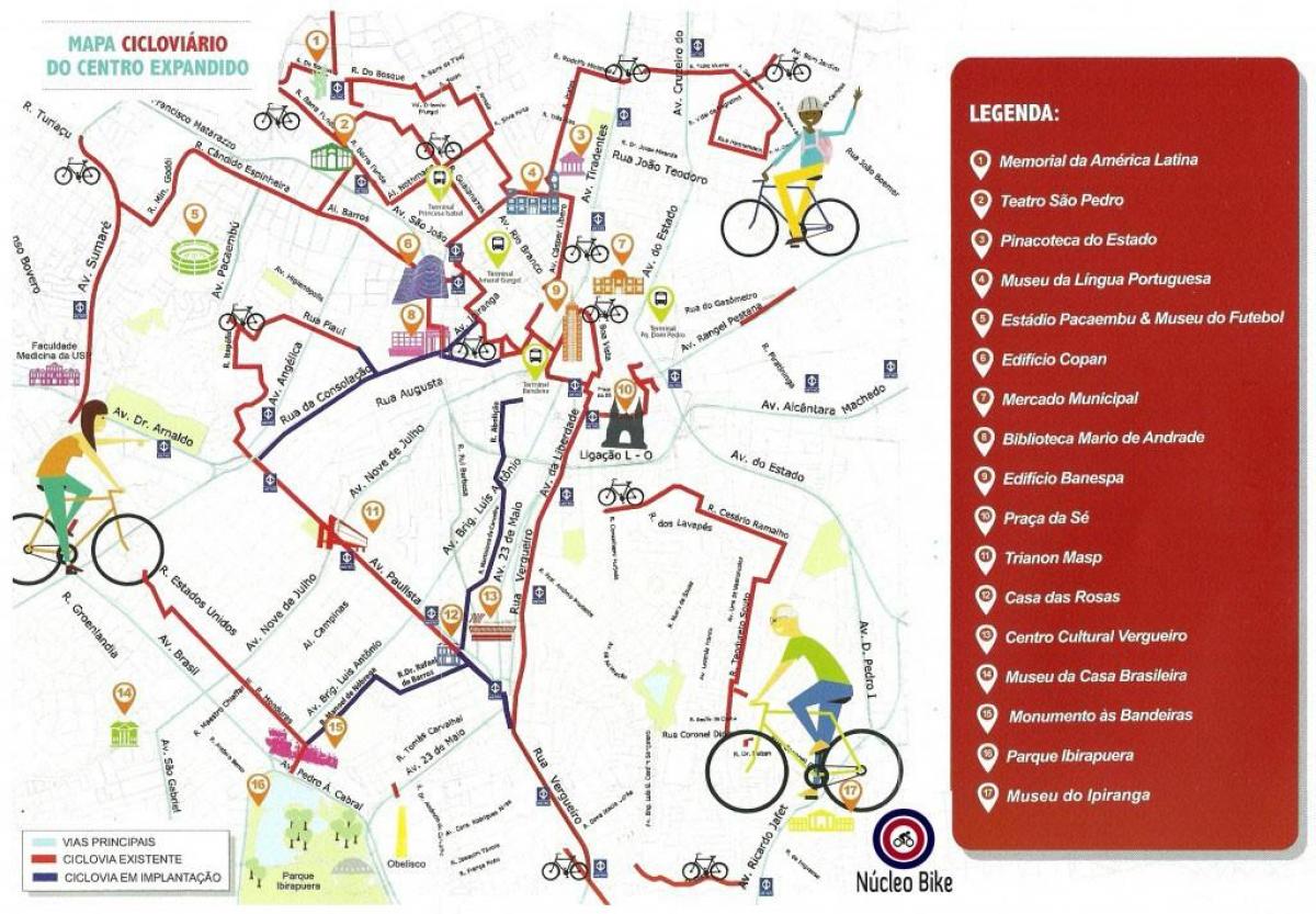 Zemljevid São Paulo, kolesarske poti,