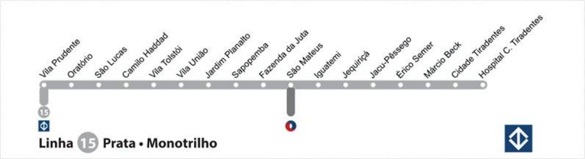 Zemljevid São Paulo, metro - Line 15 - Srebrna