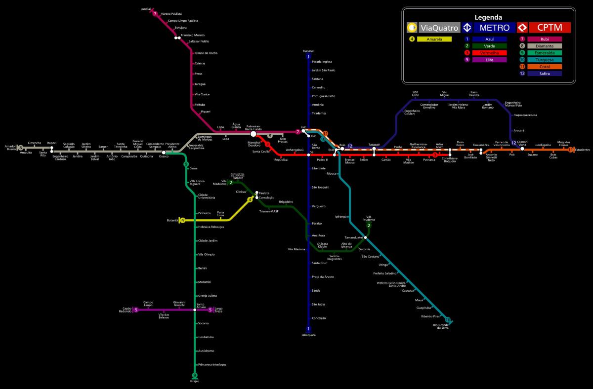 Zemljevid São Paulo CPTM metro