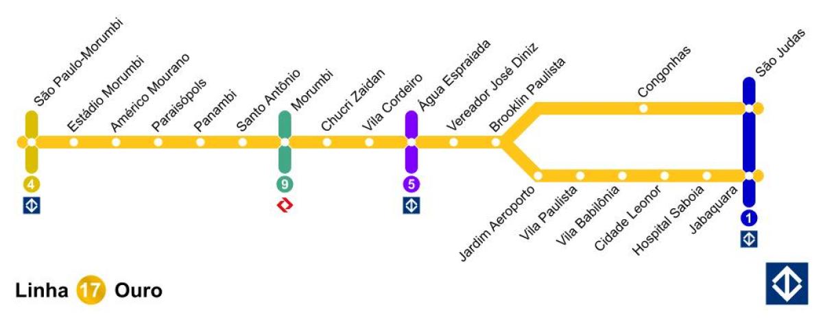 Zemljevid São Paulo enotirna - Line 17 - Zlata