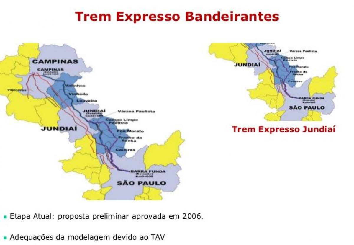 Zemljevid São Paulo Expresso Bandeirantes