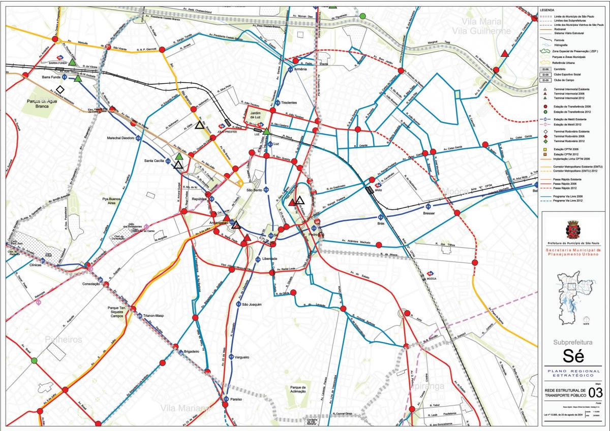 Zemljevid Sé Sao Paulo - Javni prevozi