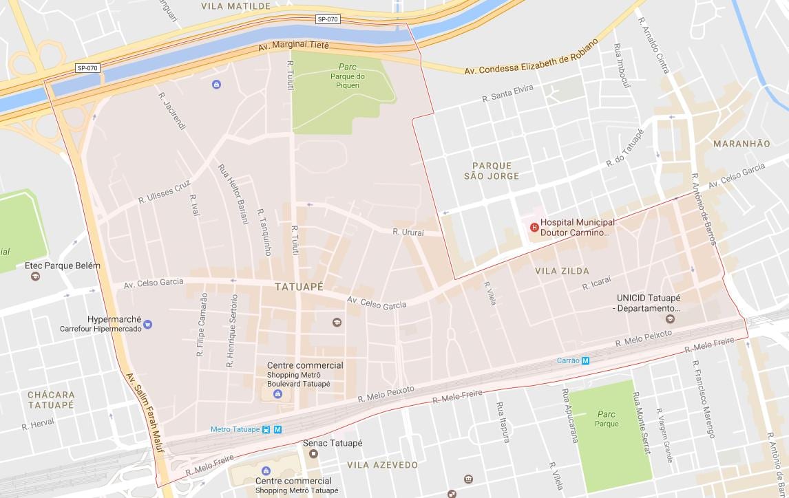Zemljevid Tatuapé São Paulo