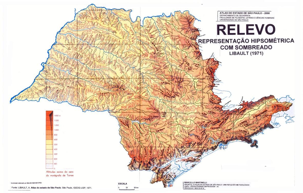 Zemljevid topografske São Paulo