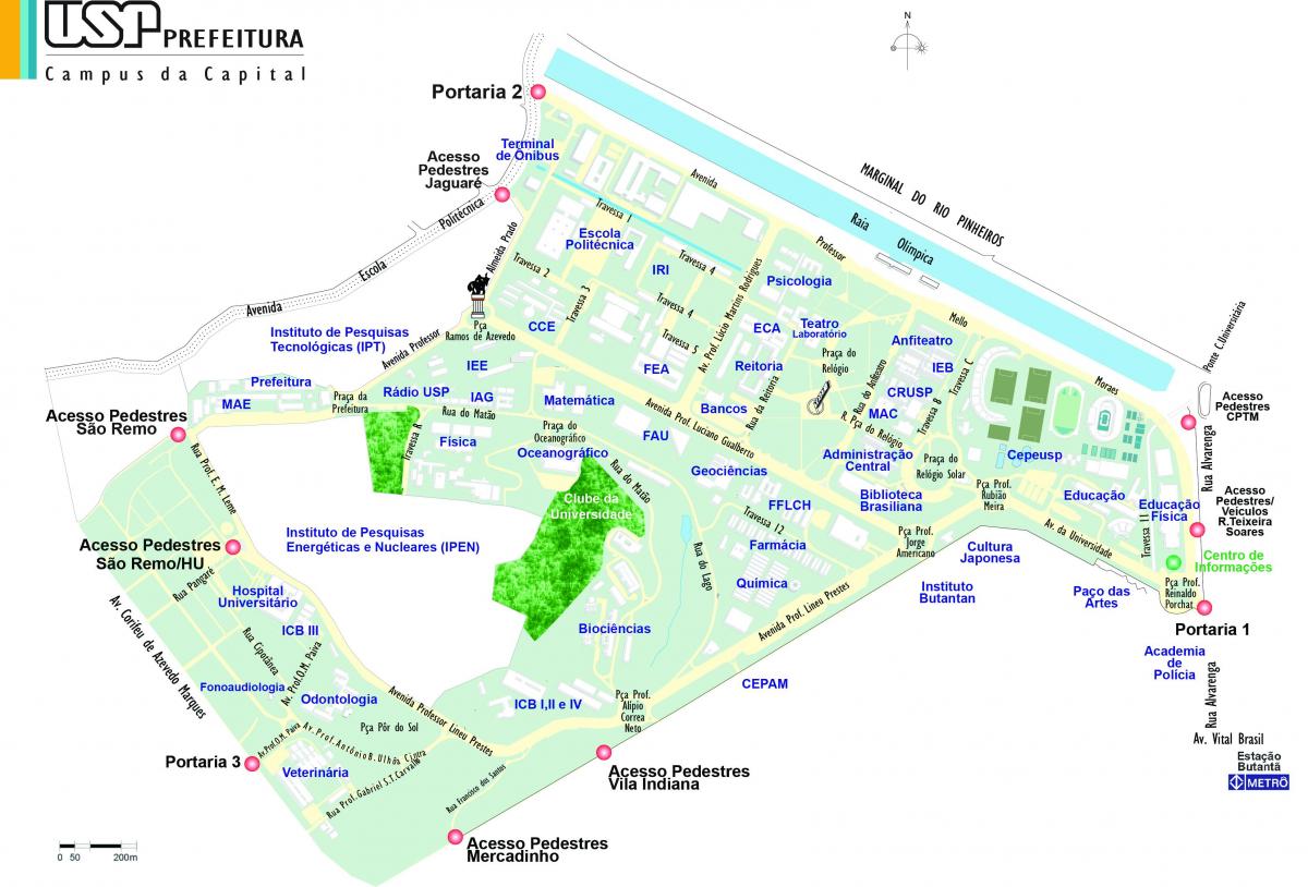 Zemljevid univerze v São Paulo - USP