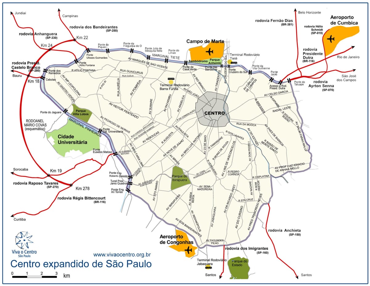 Zemljevid velike center São Paulo