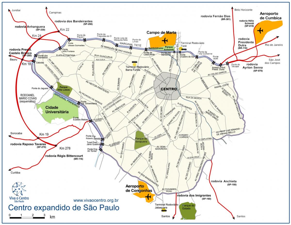 Zemljevid velike center São Paulo