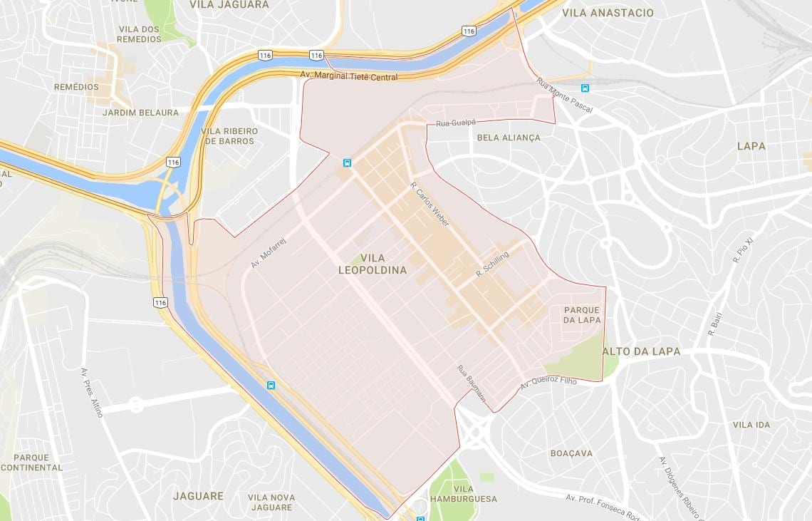 Zemljevid Vila Leopoldina São Paulo