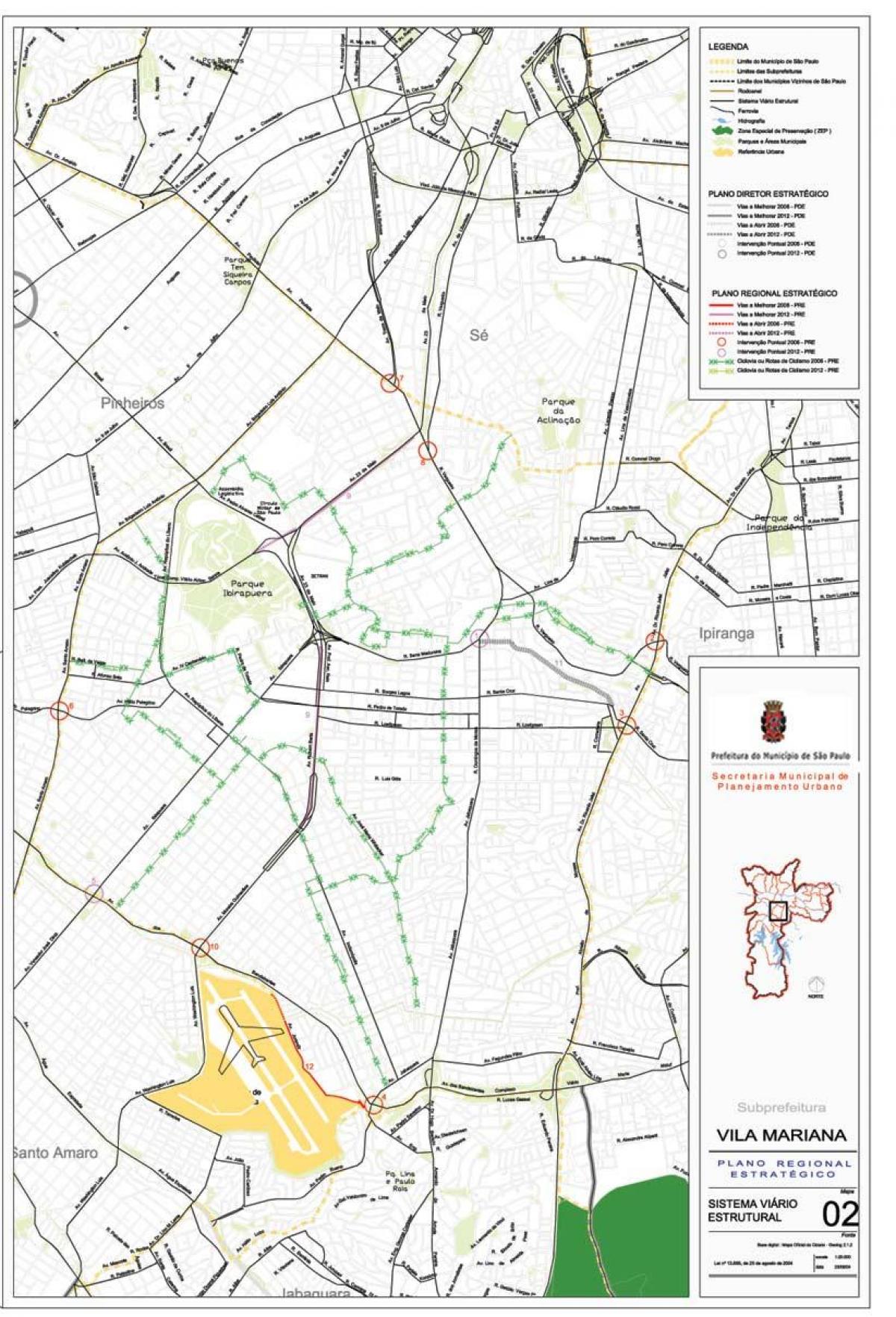 Zemljevid Vila Marianski Sao Paulo - Ceste