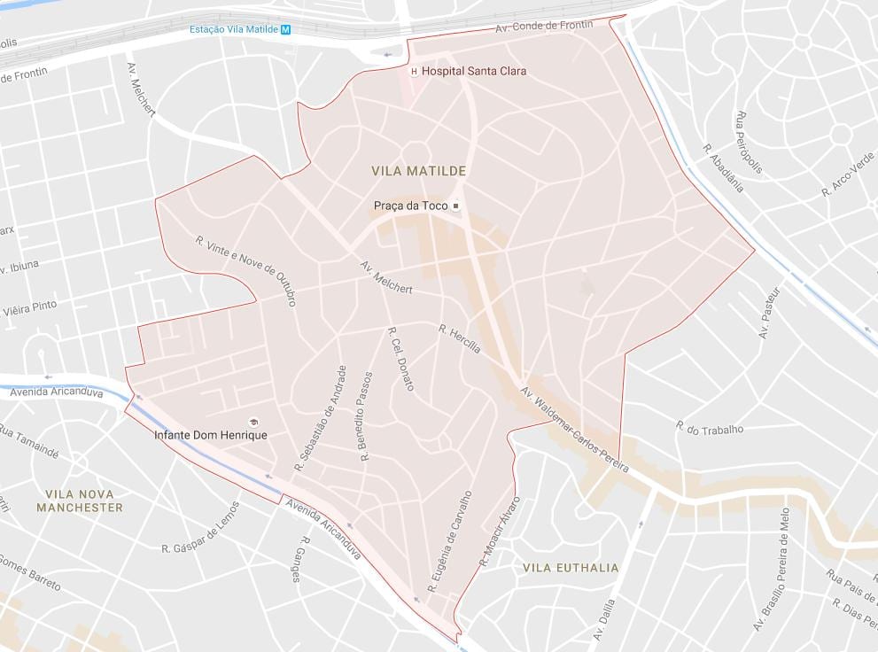 Zemljevid Vila Matilde São Paulo