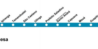 Zemljevid CPTM Sao Paulo - Line 10 - Turkizno