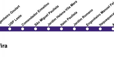 Zemljevid CPTM Sao Paulo - Linija 12 - Safir