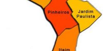 Zemljevid Pinheiros sub-prefekturi