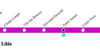 Zemljevid São Paulo, metro - Line 5 - Lila