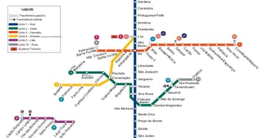Zemljevid São Paulo, metro