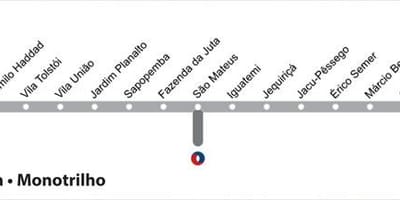 Zemljevid São Paulo enotirna - Line 15 - Srebrna