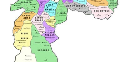 Zemljevid sub-prefectures São Paulo
