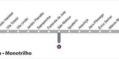 Zemljevid São Paulo, metro - Line 15 - Srebrna