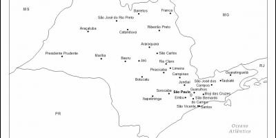 Zemljevid São Paulo virgin - glavnih mestih