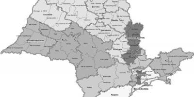 Zemljevid São Paulo, črna in bela